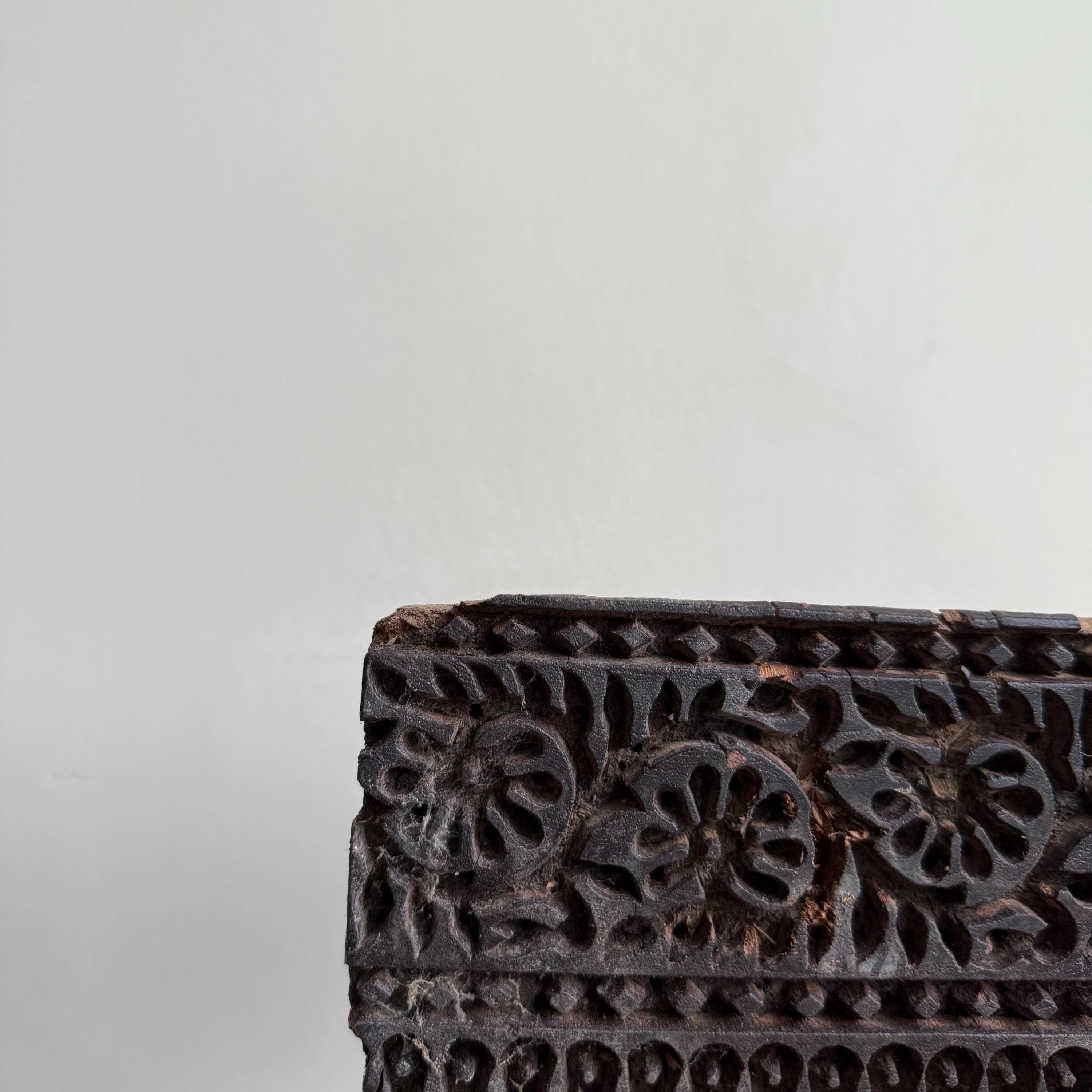 Vintage Teak Wood Textile Block 7.5" Stamp on Stand - Project Kalaā