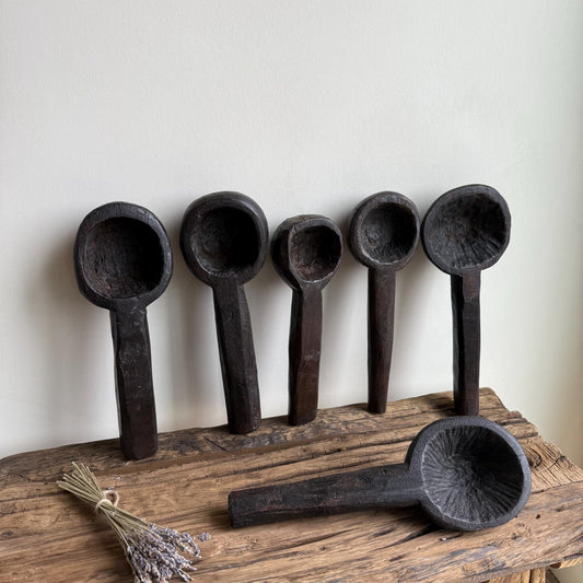 Rustic Teak Wood Vintage Spoon, Tealight Holder, Boho Kitchen Decor - Project Kalaā