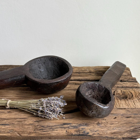 Rustic Teak Wood Vintage Spoon, Tealight Holder, Boho Kitchen Decor - Project Kalaā