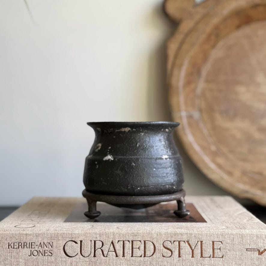 Small Vintage Clay Pot Vessel |  Rustic Terracotta Mini Planter