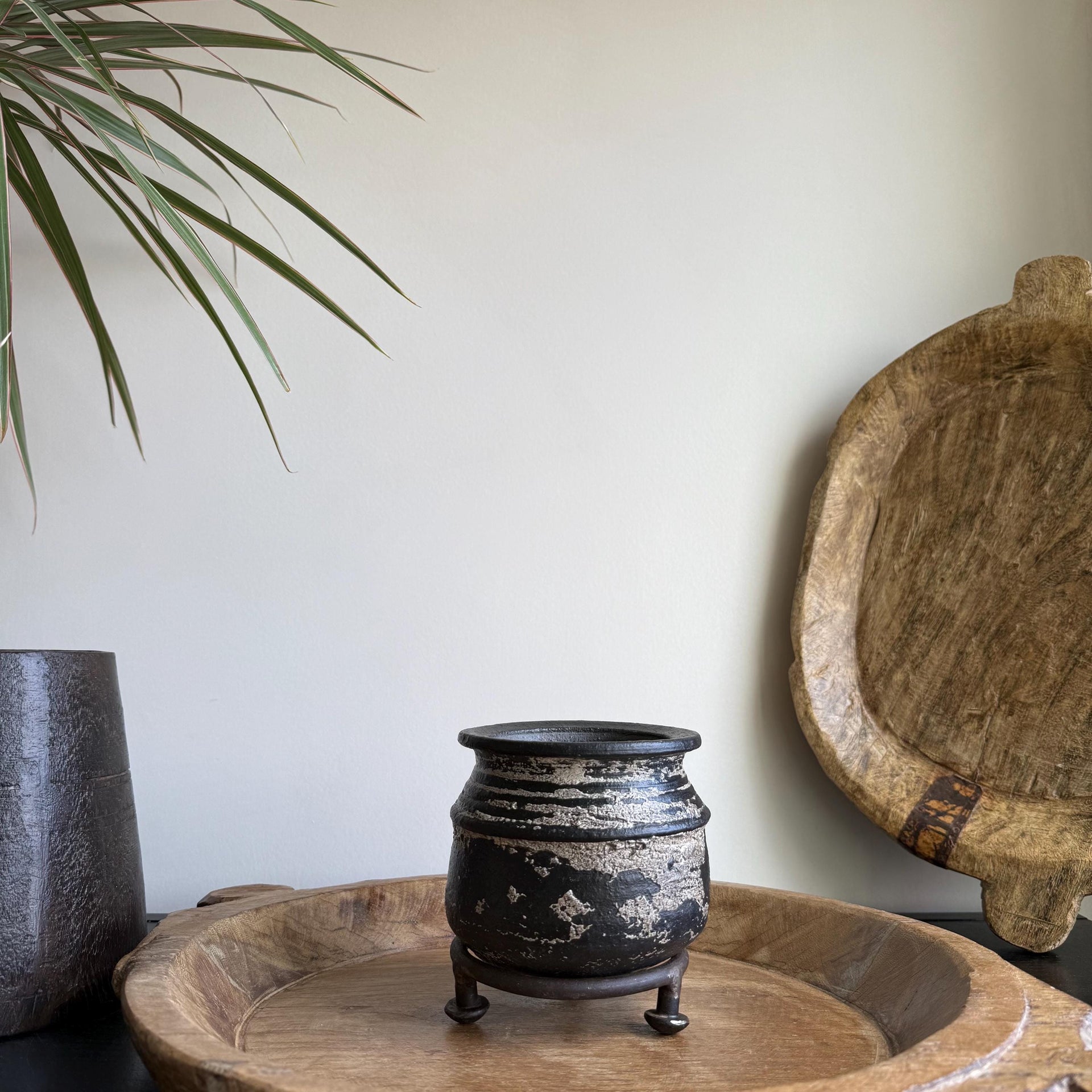 Small Vintage Clay Pot Vessel |  Rustic Terracotta Mini Planter