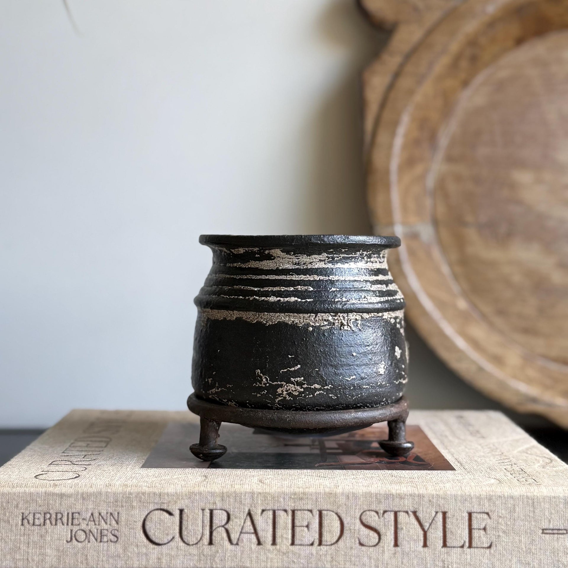 Small Vintage Clay Pot Vessel |  Rustic Terracotta Mini Planter