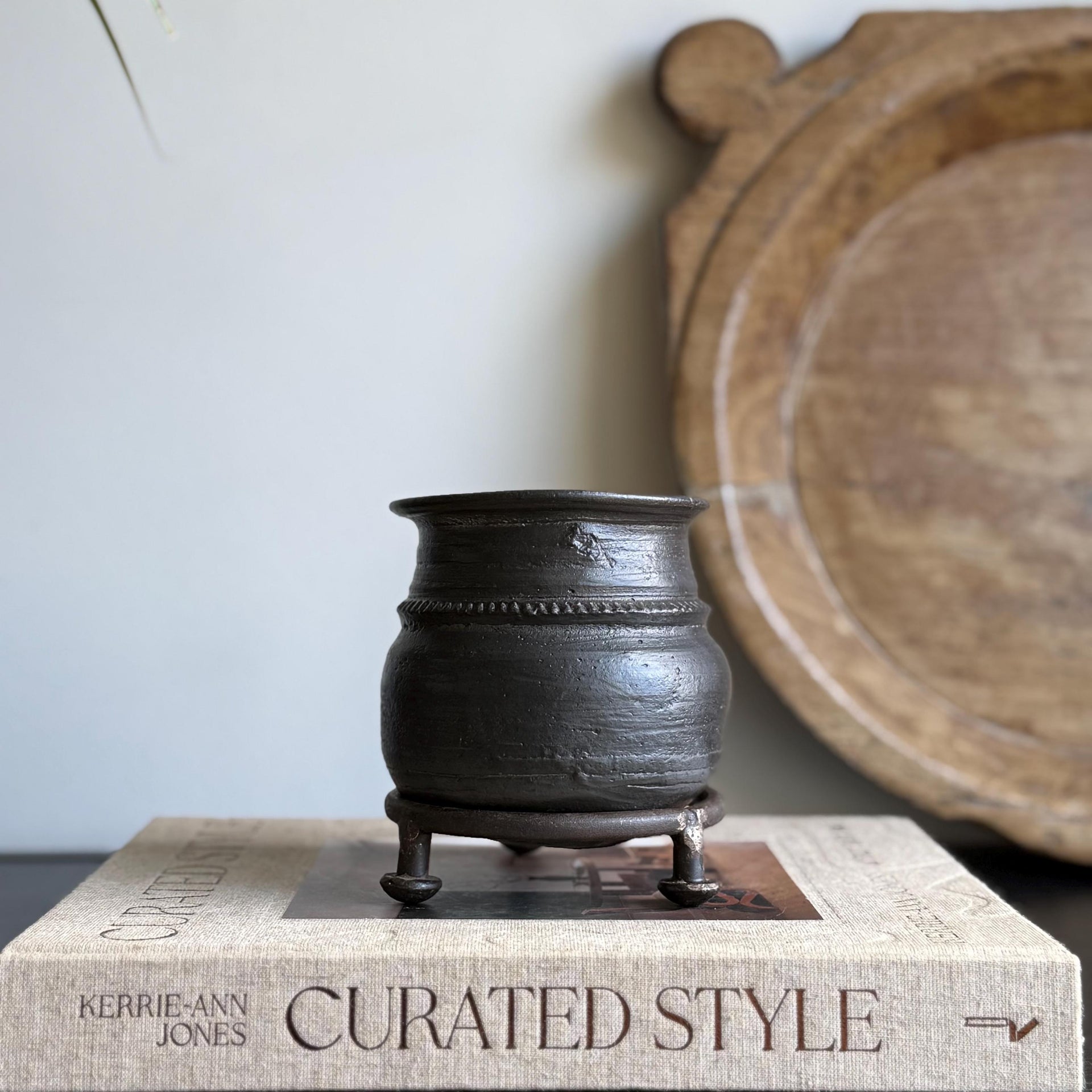 Small Vintage Clay Pot Vessel |  Rustic Terracotta Mini Planter