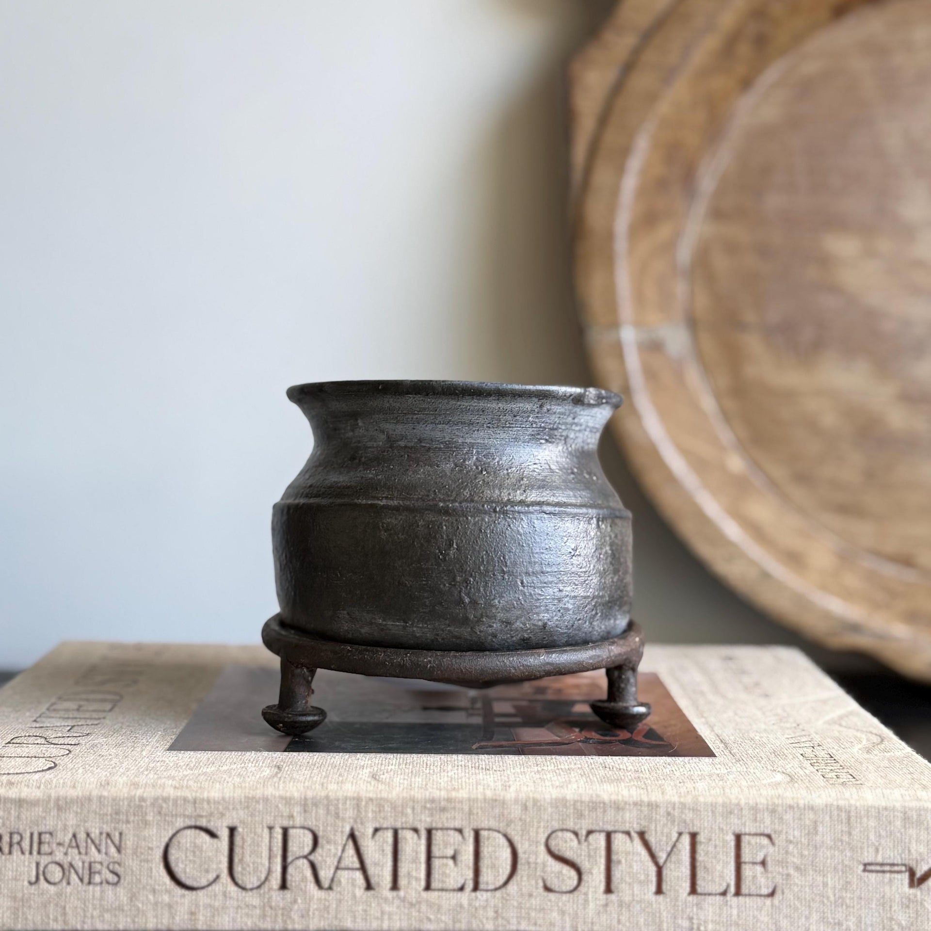 Small Vintage Clay Pot Vessel |  Rustic Terracotta Mini Planter