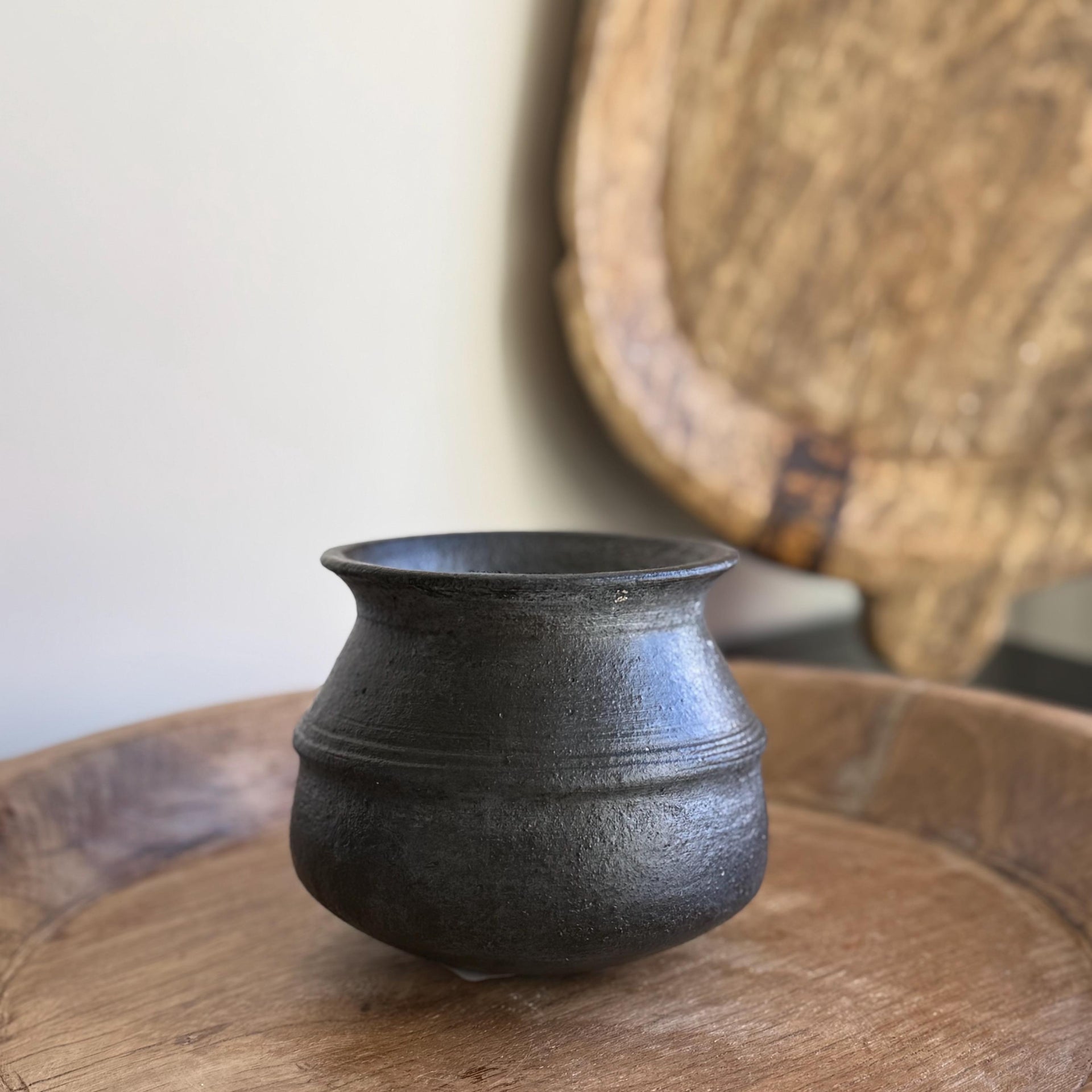 Small Vintage Clay Pot Vessel |  Rustic Terracotta Mini Planter - Project Kalaā