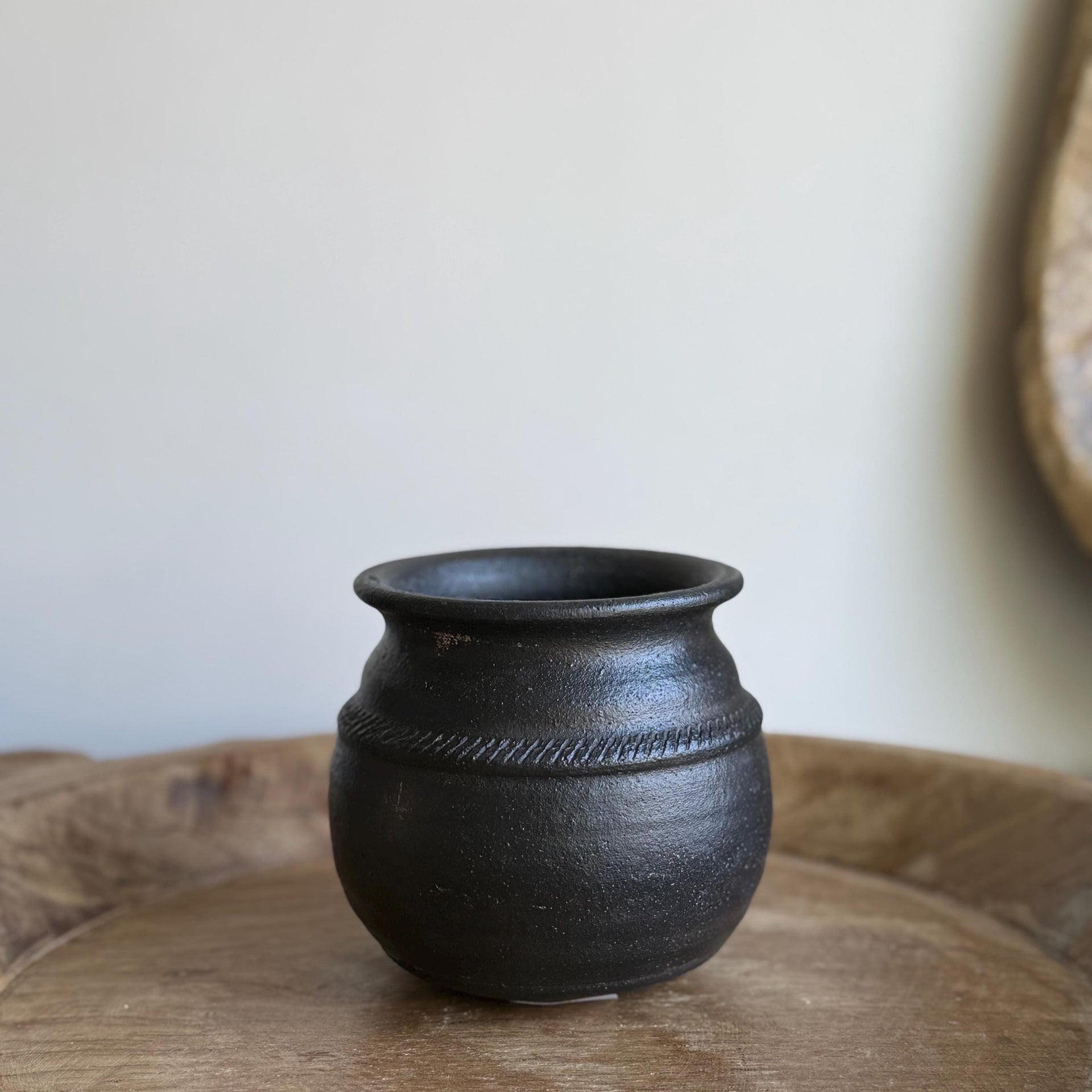 Small Vintage Clay Pot Vessel |  Rustic Terracotta Mini Planter