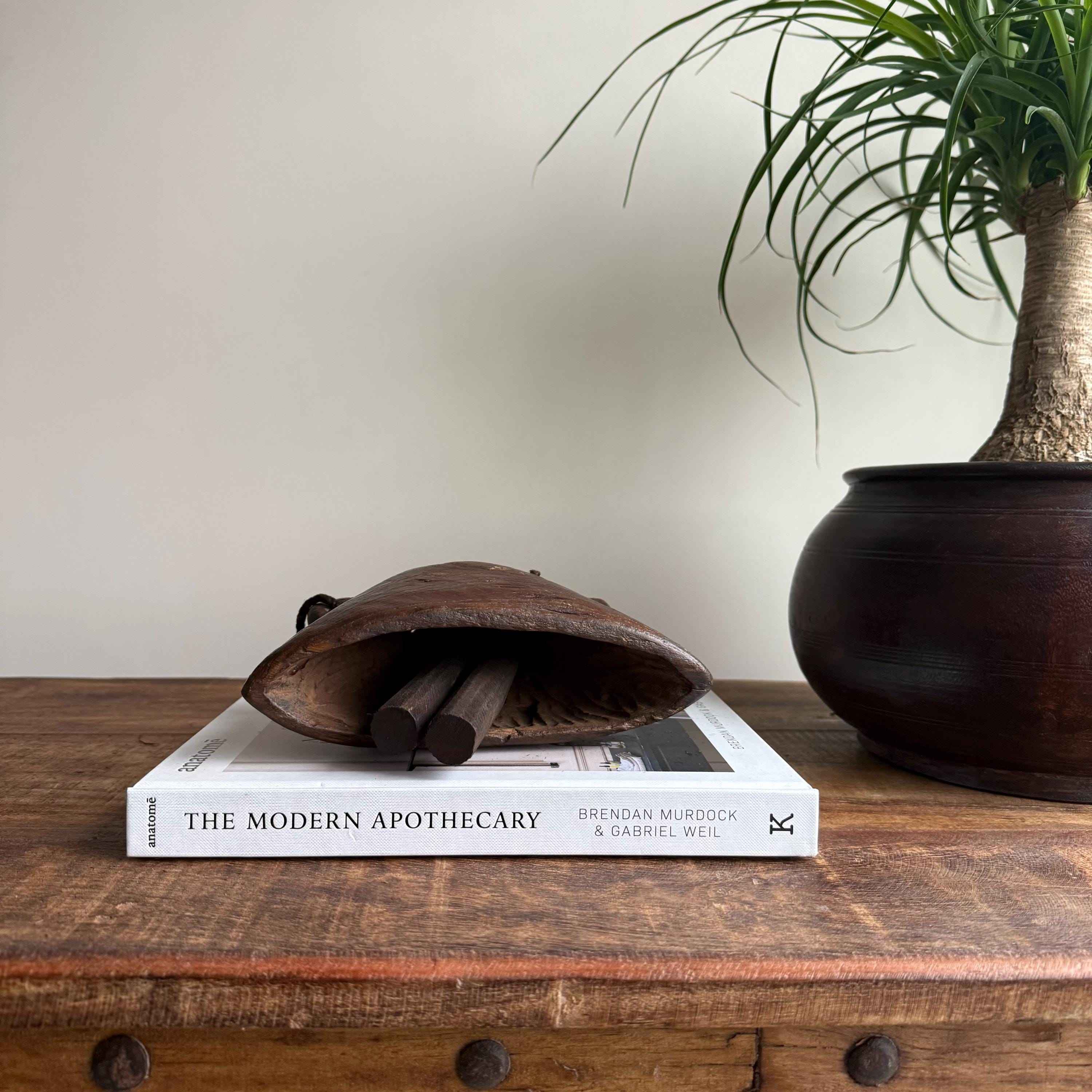 Vintage Hand Carved Wooden Cowbell