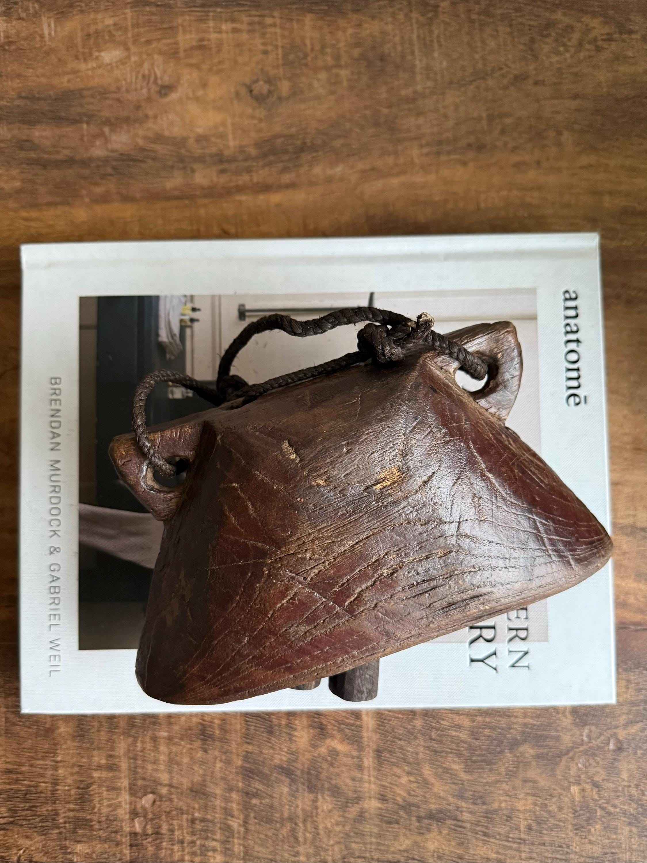 Vintage Hand Carved Wooden Cowbell