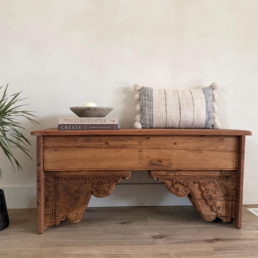 Antique Corbel Wooden Bench, Heavy Vintage Rustic Bench - Project Kalaā