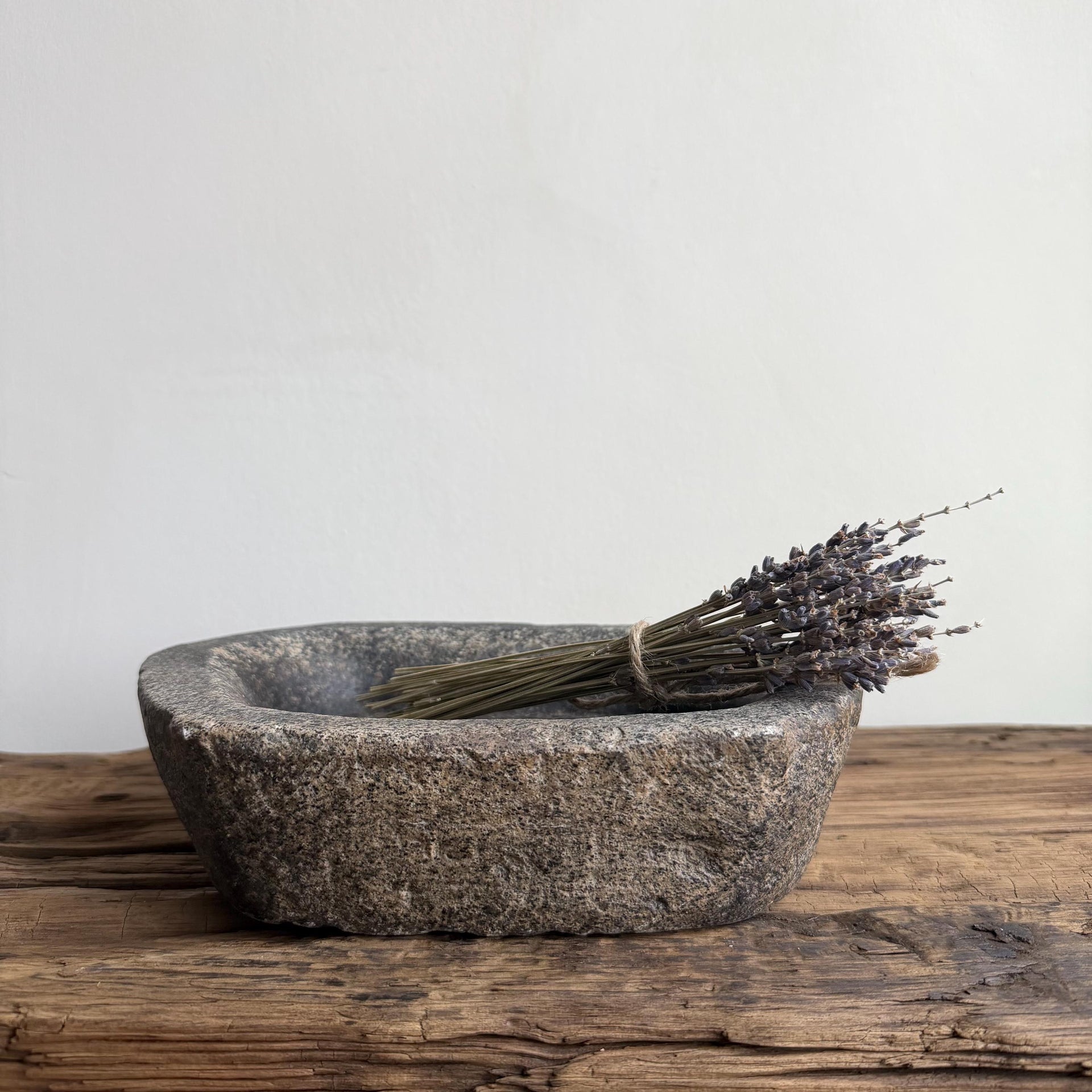 Vintage Marble Kharal 9" Stone Tray, Antique Limestone Carved Oval Tray, Primitive Stone Centerpiece - Project Kalaā