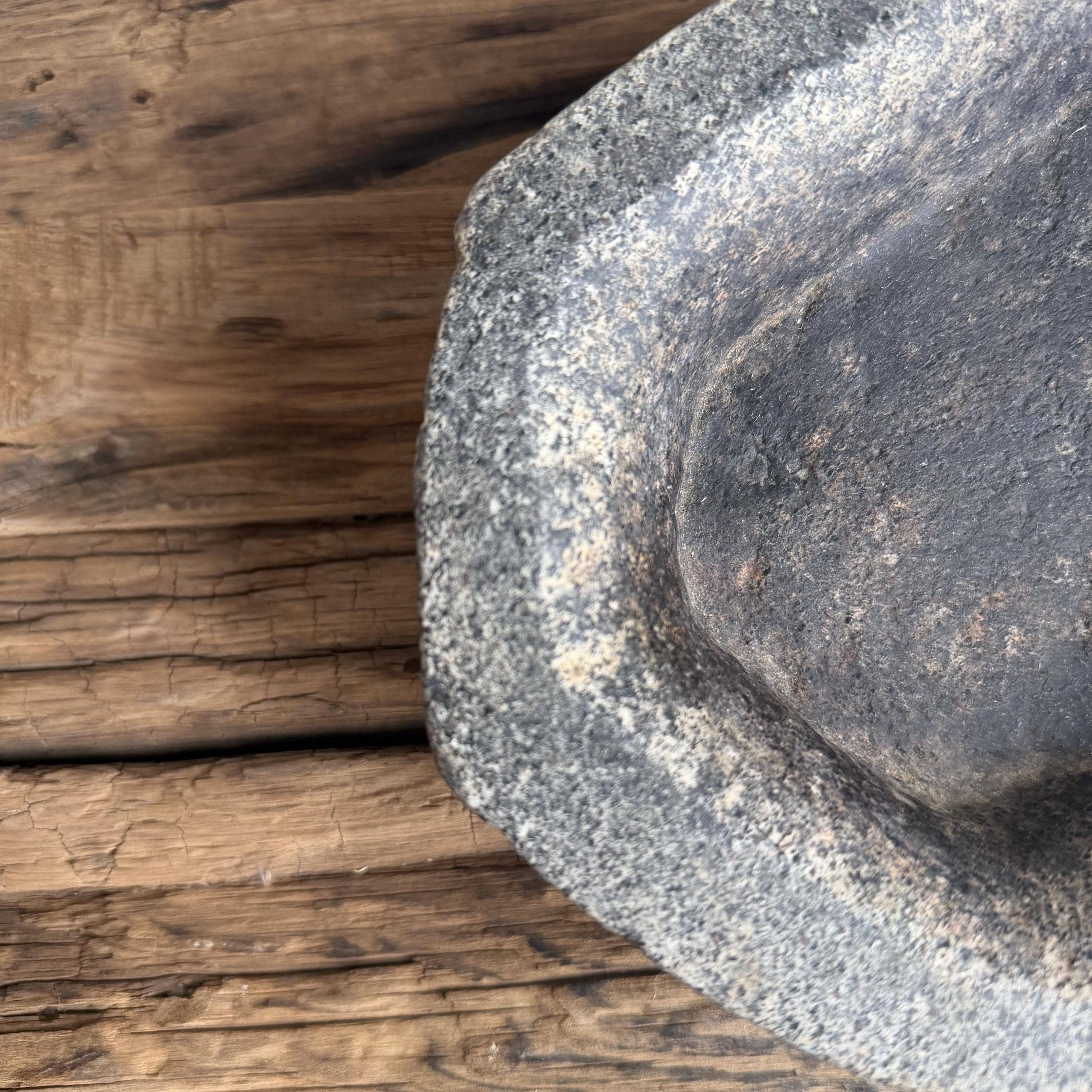 Vintage Marble Kharal 9" Stone Tray, Antique Limestone Carved Oval Tray, Primitive Stone Centerpiece - Project Kalaā