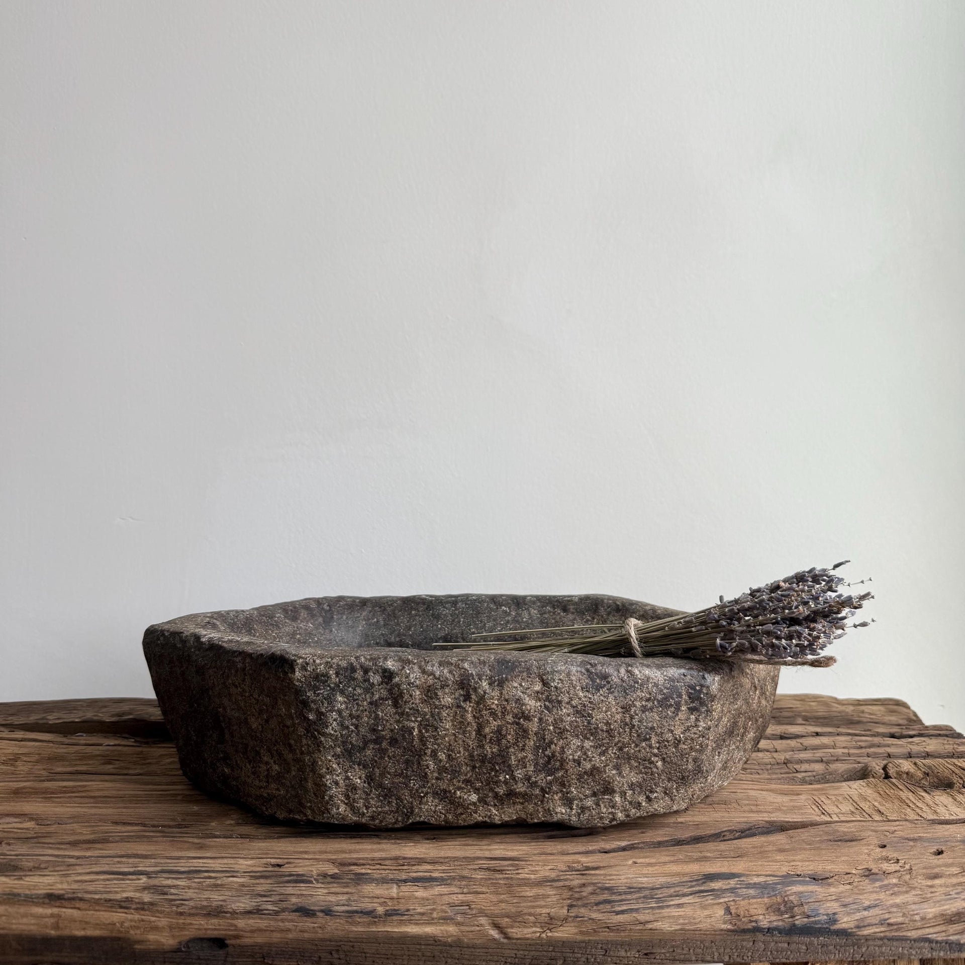 Vintage Marble Kharal 12.5" Stone Tray, Antique Limestone Carved Oval Tray, Primitive Stone Centerpiece