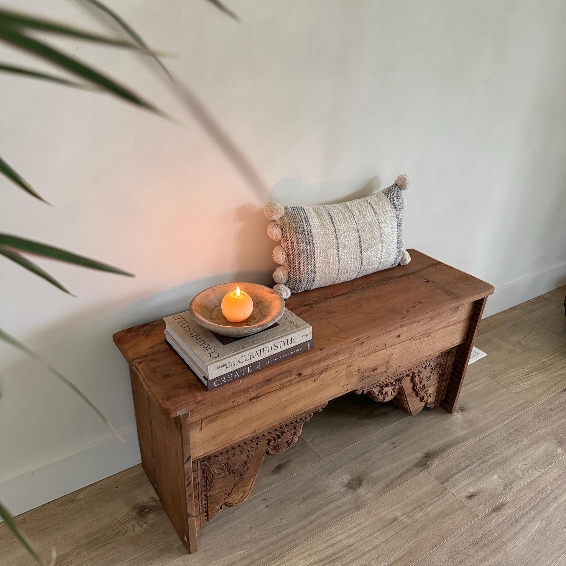 Antique Corbel Wooden Bench, Heavy Vintage Rustic Bench - Project Kalaā