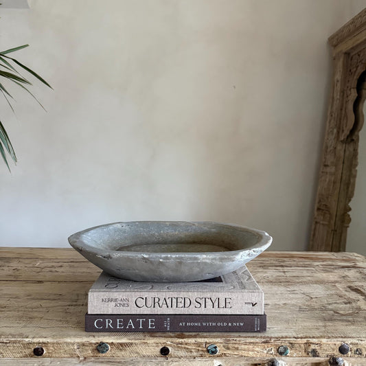 Vintage Marble Kharal Stone Tray - Project Kalaā