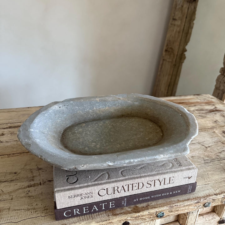 Vintage Marble Kharal Stone Tray - Project Kalaā