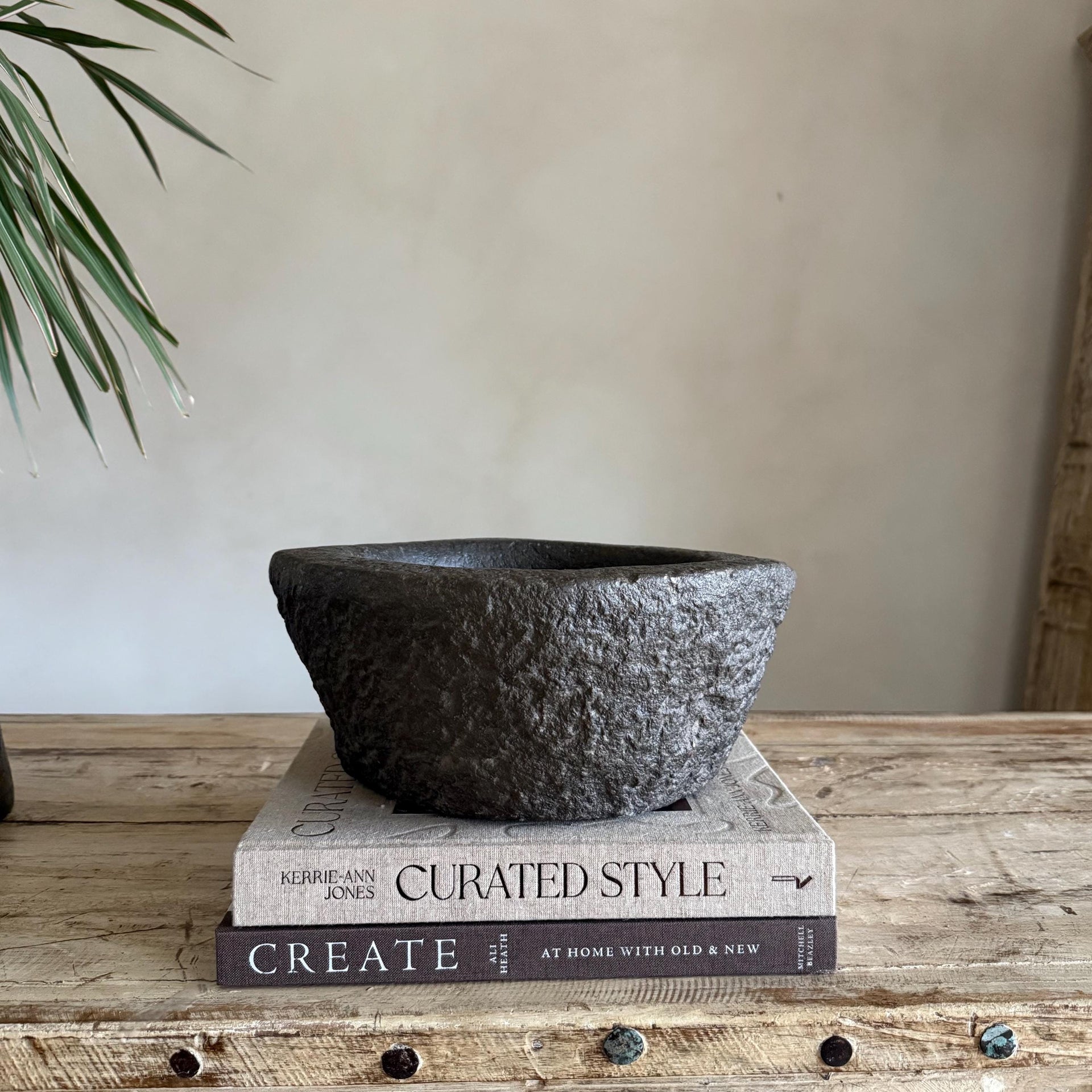 Antique Heavy Stone Mortar Planter - Project Kalaā