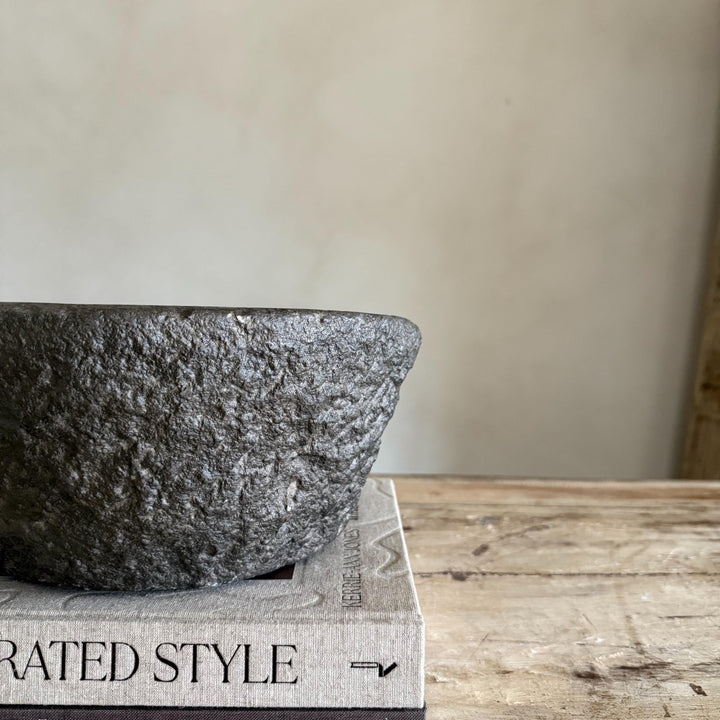 Antique Heavy Stone Mortar Planter - Project Kalaā