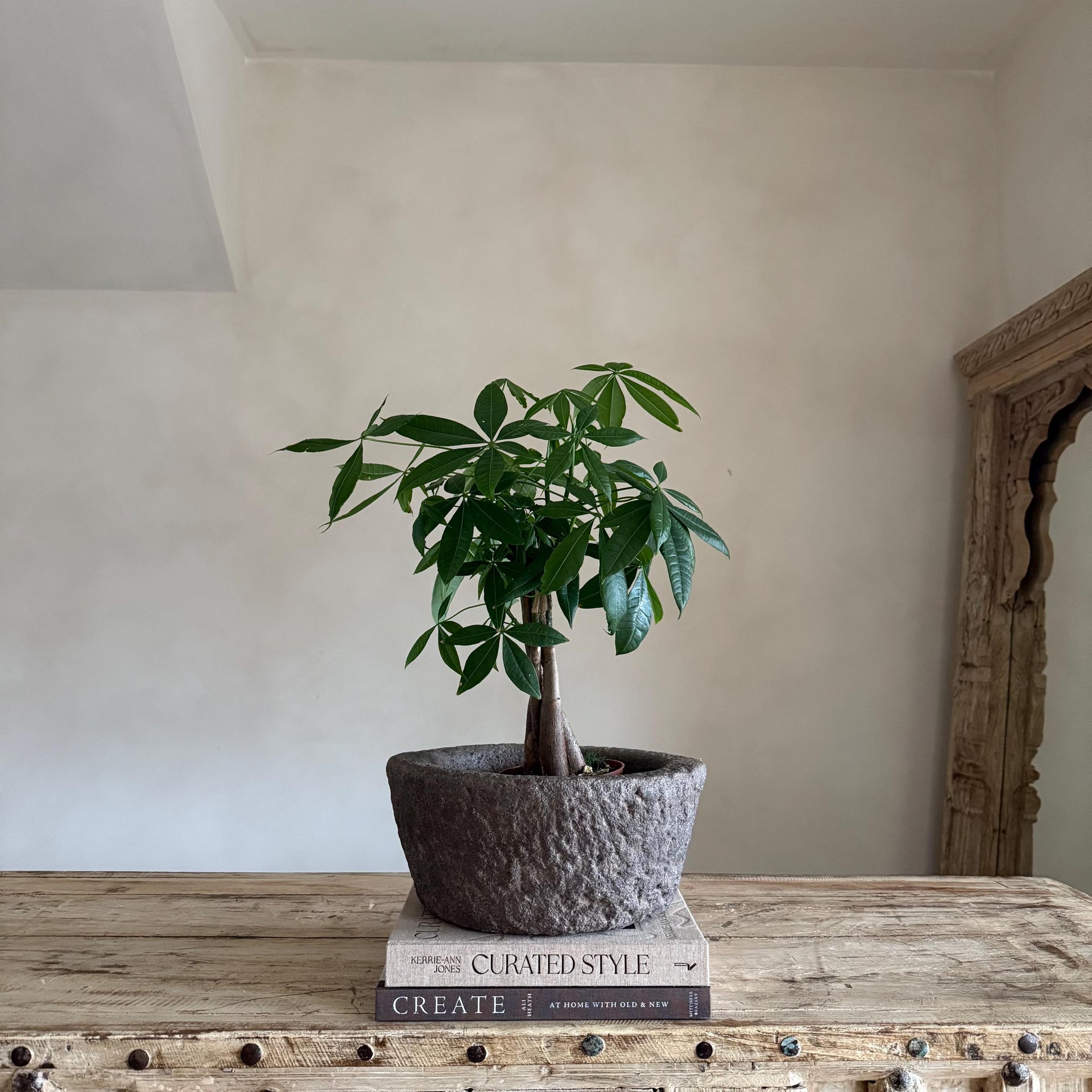 Antique Heavy Stone Mortar Planter - Project Kalaā