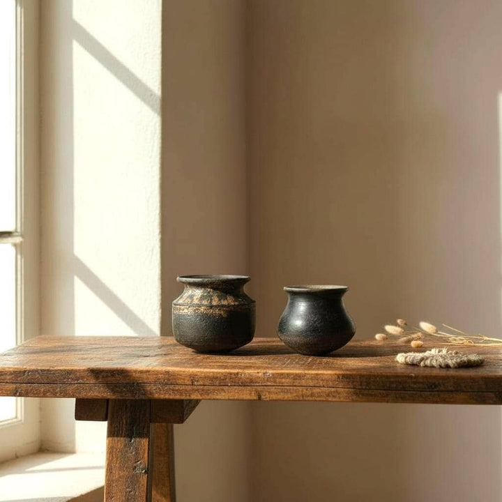 Small Vintage Clay Pot Vessel | Rustic Terracotta Mini Planter (Assorted) - Project Kalaā