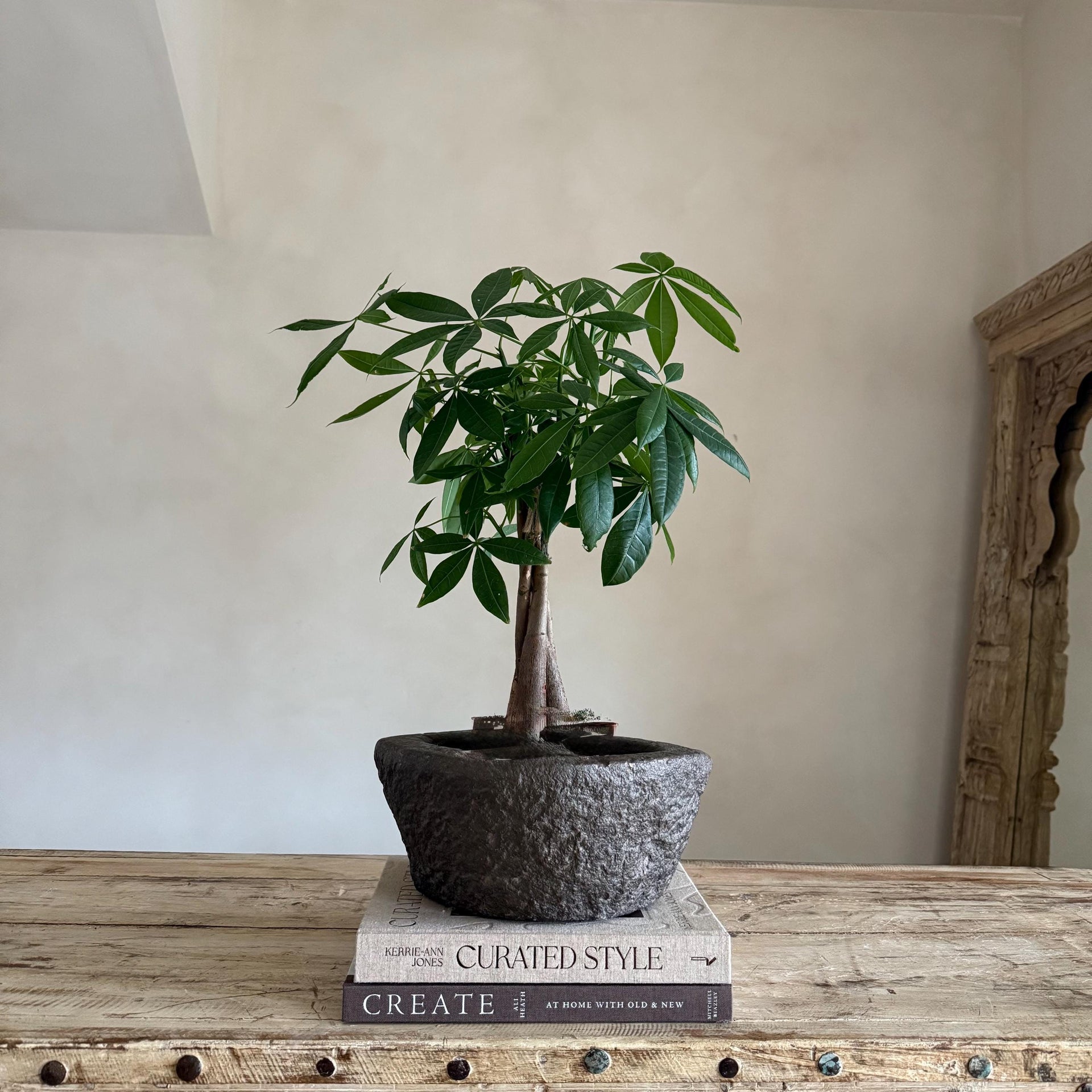 Antique Heavy Stone Mortar Planter - Project Kalaā