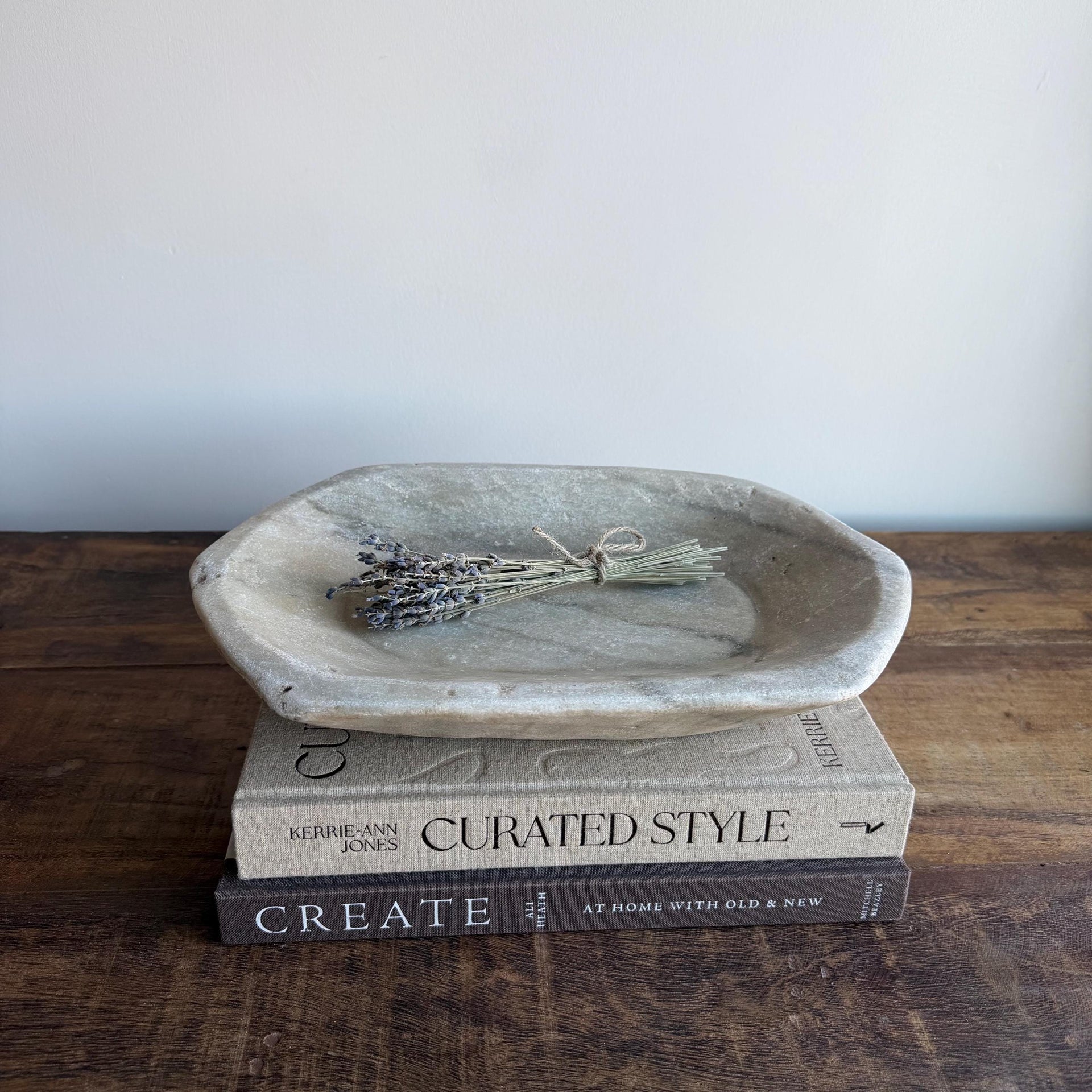 Vintage Marble Kharal Stone Tray, Antique Limestone Carved Oval Tray, Primitive Marble Centerpiece - Project Kalaā
