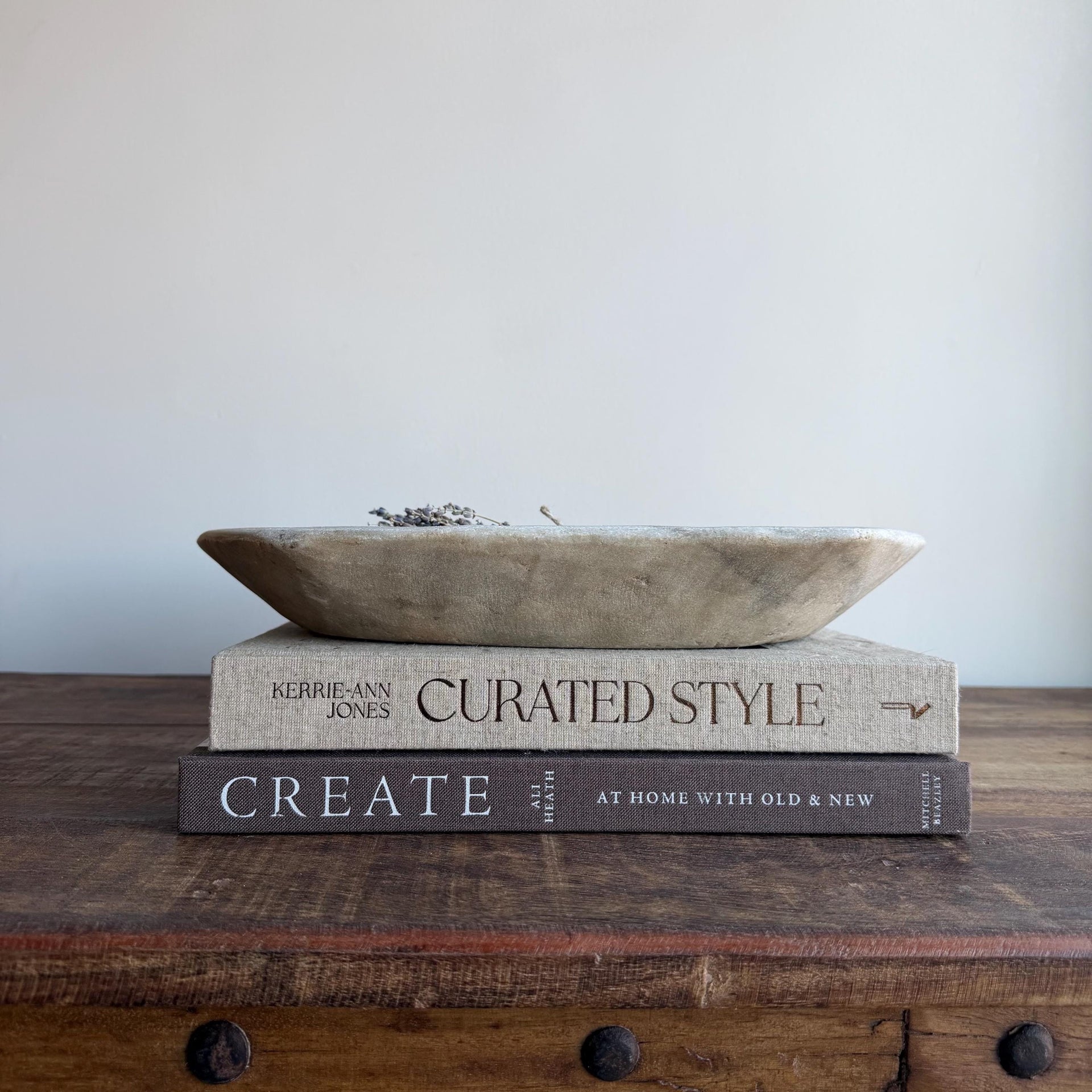 Vintage Marble Kharal Stone Tray, Antique Limestone Carved Oval Tray, Primitive Marble Centerpiece - Project Kalaā