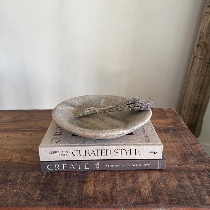 Vintage Marble Stone Bowl / Rustic Catch All Dish - Project Kalaā