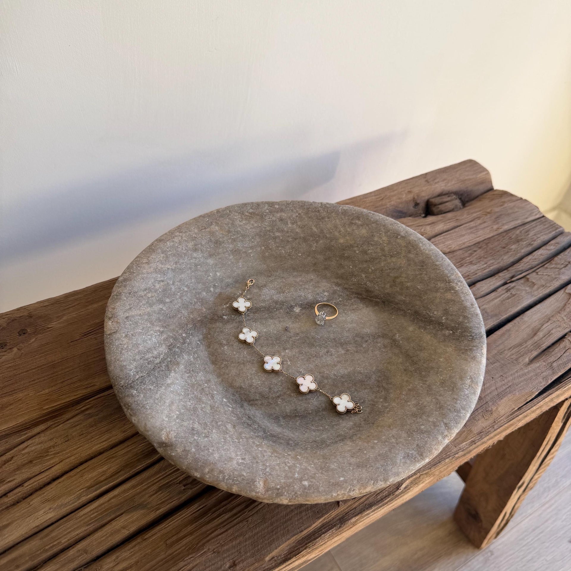 Vintage Marble Stone Bowl / Rustic Catch All Dish - Project Kalaā