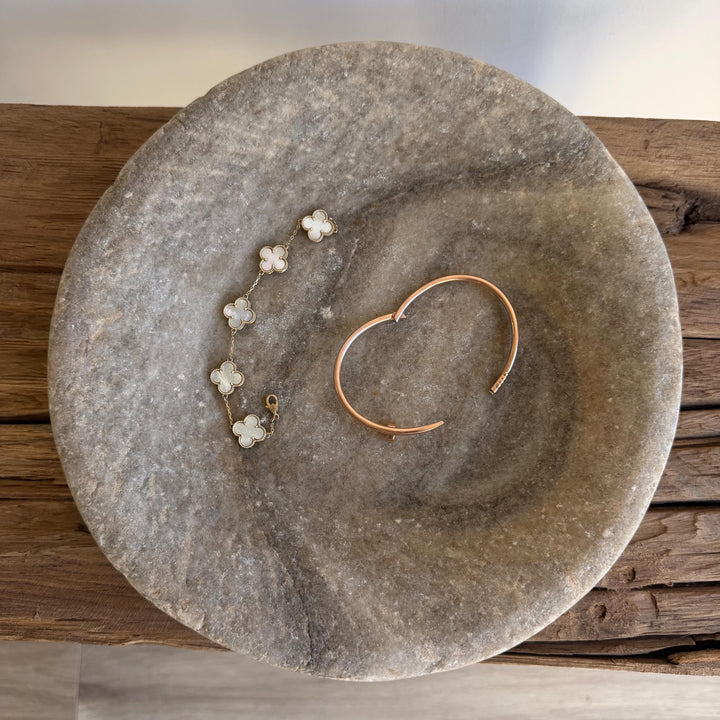 Vintage Marble Stone Bowl / Rustic Catch All Dish - Project Kalaā