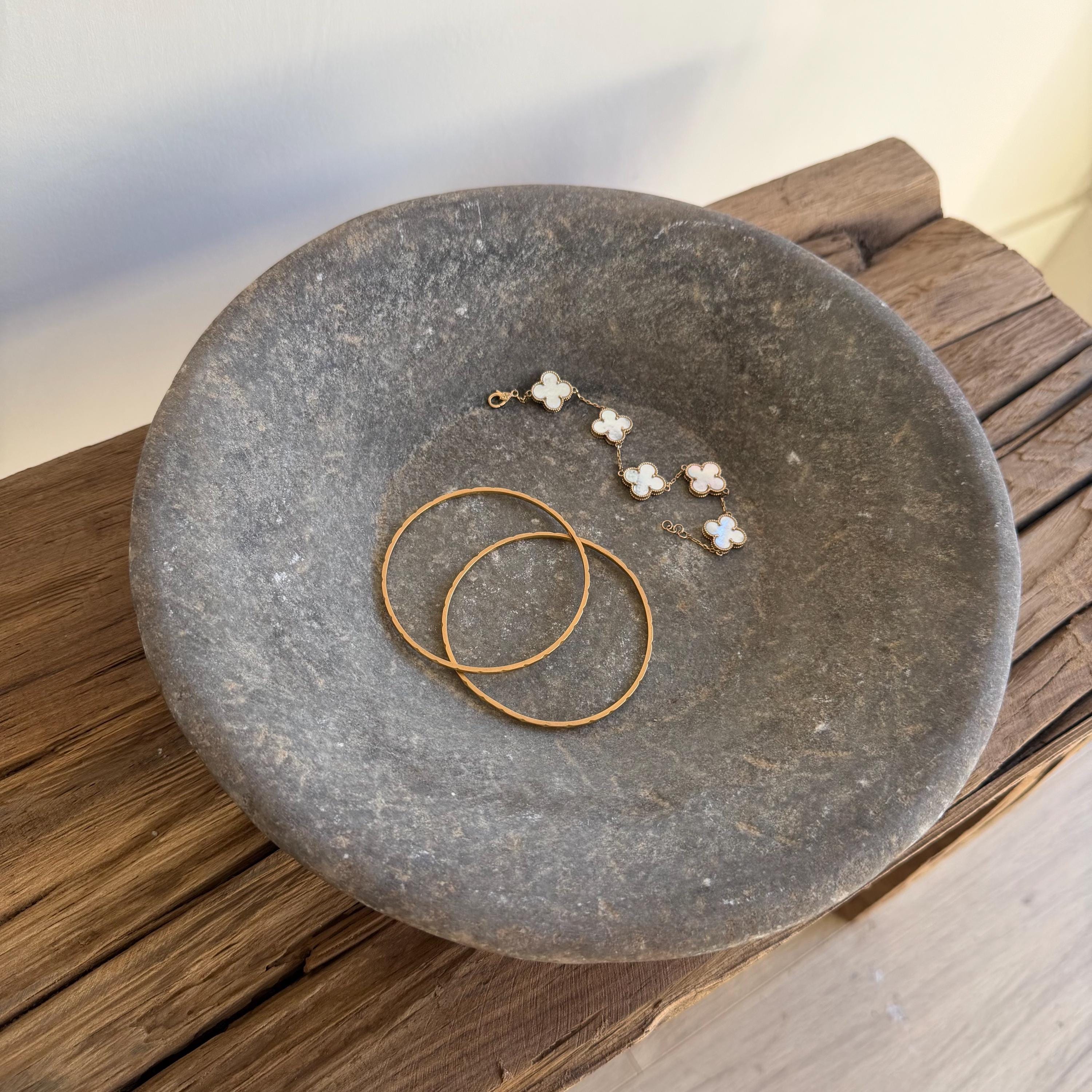 Vintage Marble Stone Bowl / Rustic Catch All Dish - Project Kalaā