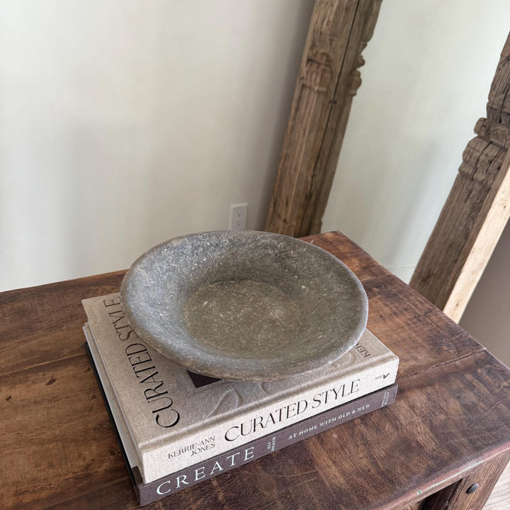 Vintage Marble Stone Bowl / Rustic Catch All Dish - Project Kalaā