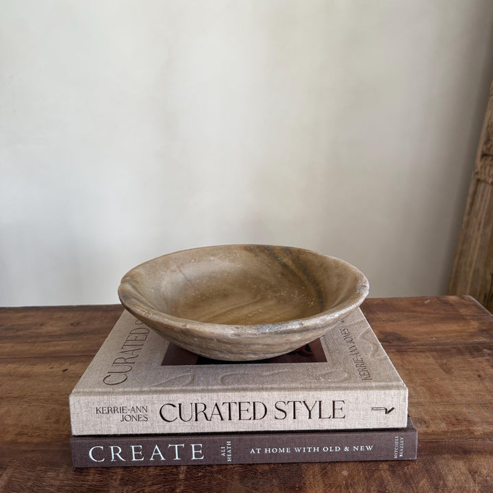Vintage Marble Stone Bowl / Rustic Catch All Dish - Project Kalaā