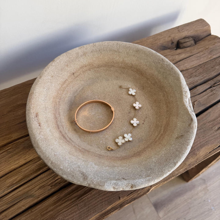 Vintage Marble Stone Bowl / Rustic Catch All Dish - Project Kalaā