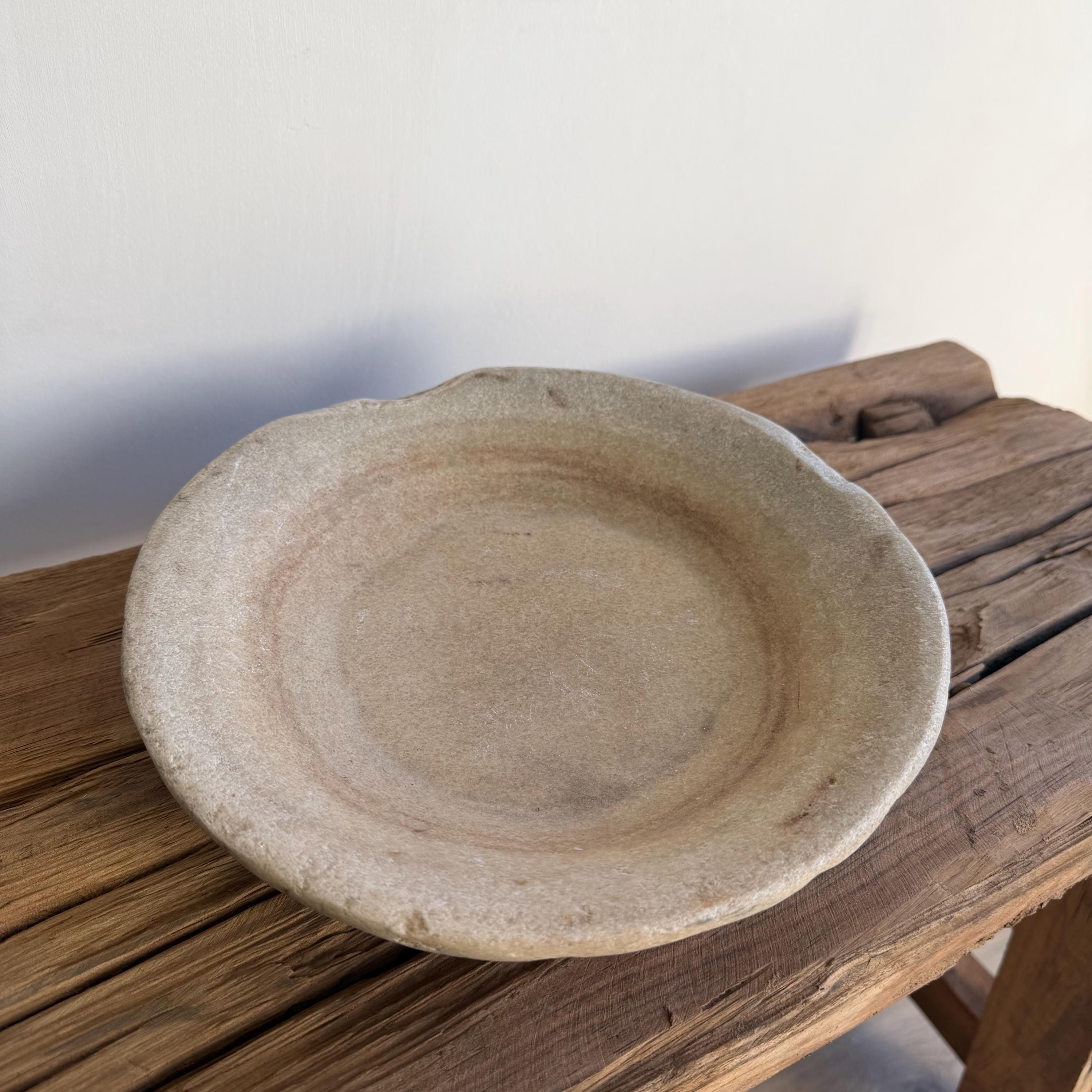 Vintage Marble Stone Bowl / Rustic Catch All Dish - Project Kalaā