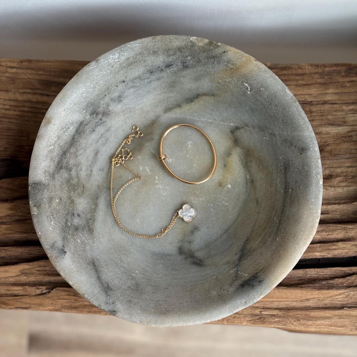 Vintage Marble Stone Bowl / Rustic Catch All Dish - Project Kalaā