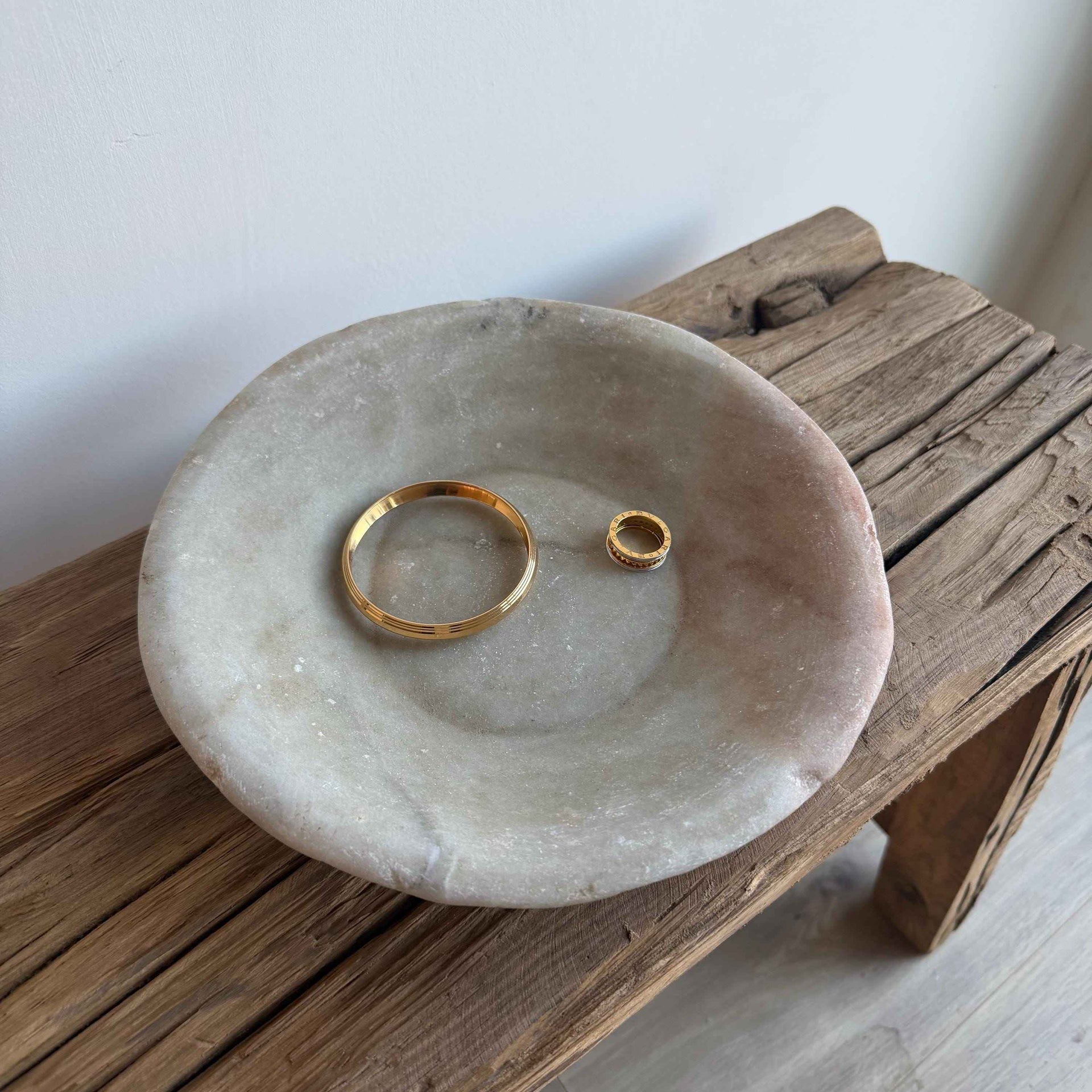 Vintage Marble Stone Bowl / Rustic Catch All Dish