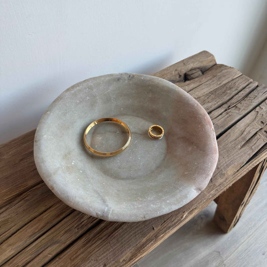 Vintage Marble Stone Bowl / Rustic Catch All Dish