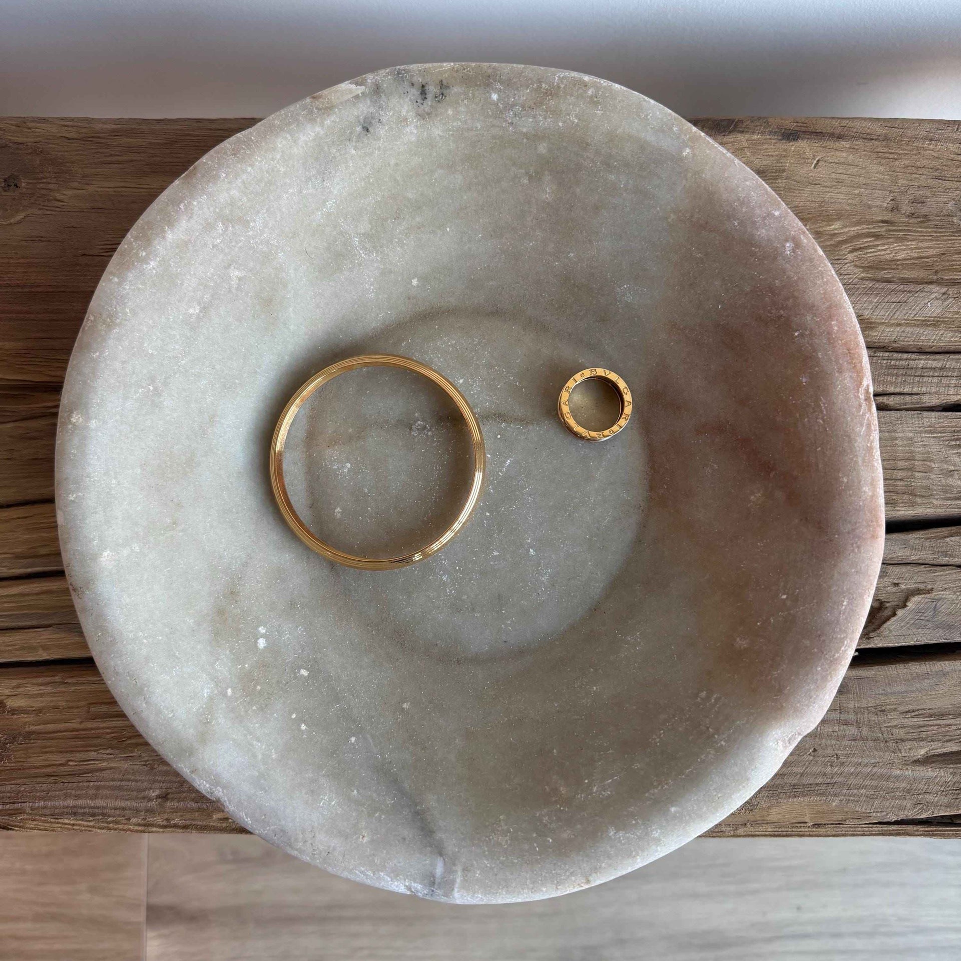 Vintage Marble Stone Bowl / Rustic Catch All Dish