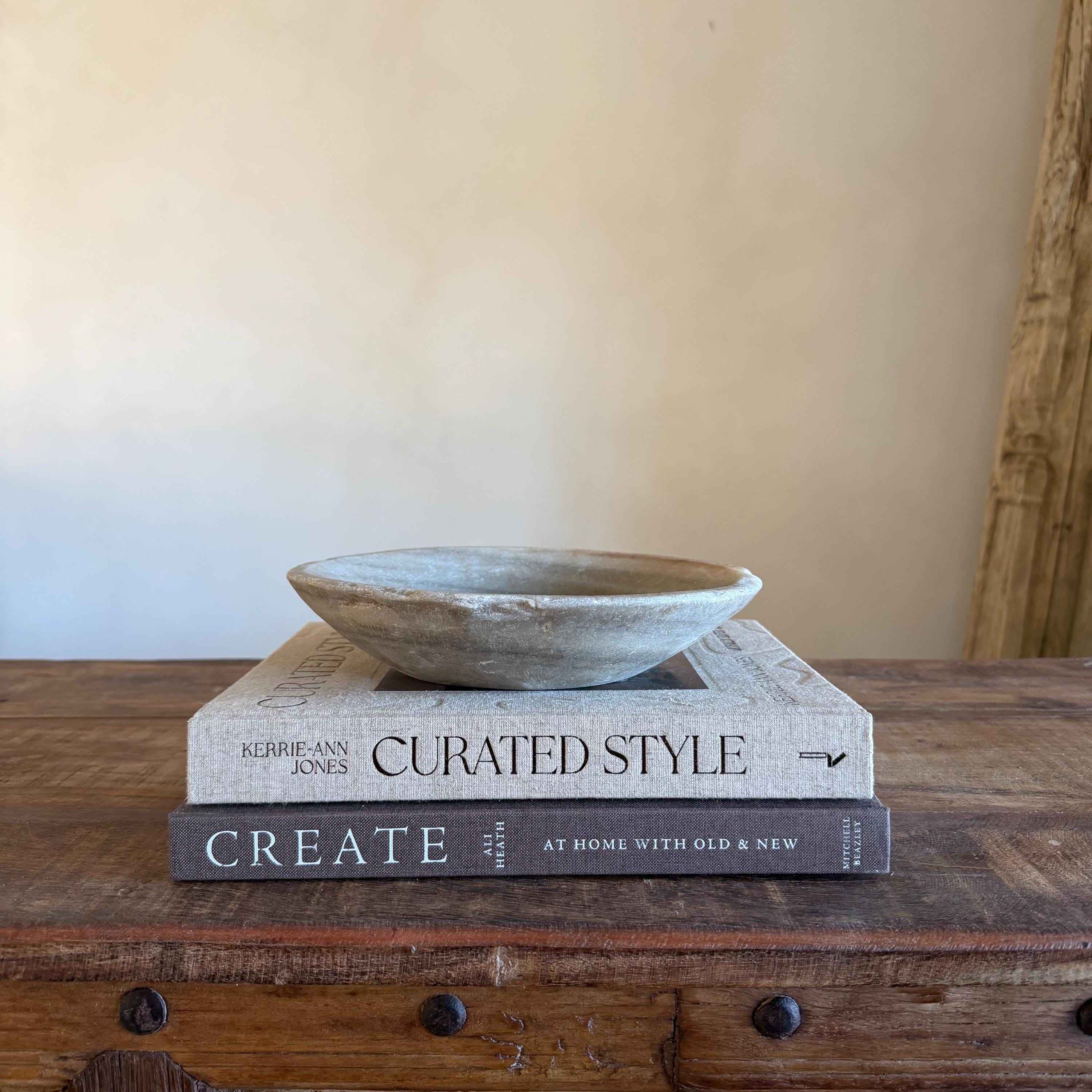 Vintage Marble Stone Bowl / Rustic Catch All Dish