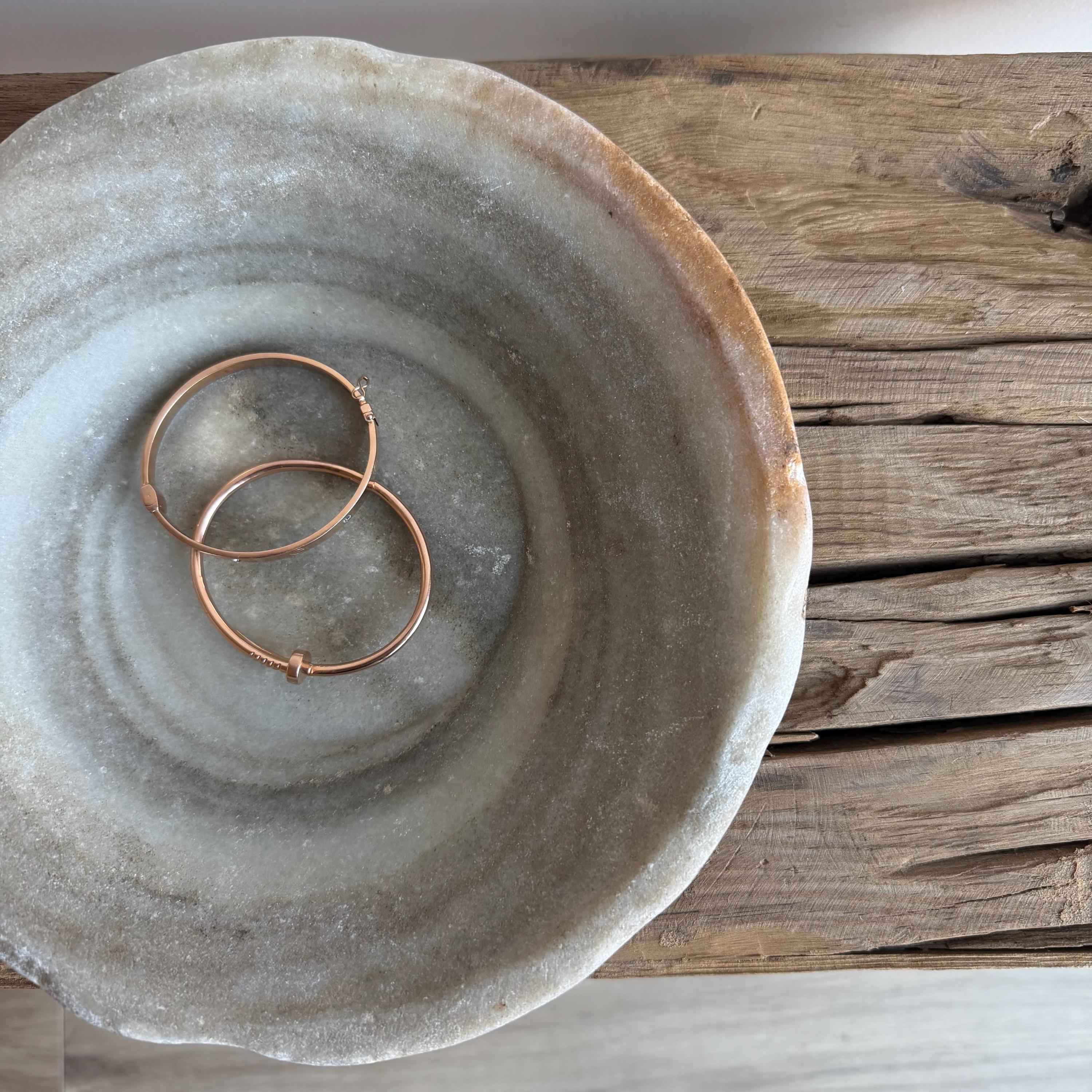 Vintage Marble Stone Bowl / Rustic Catch All Dish