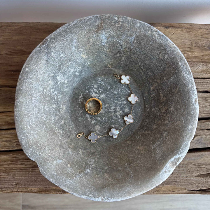Vintage Marble Stone Bowl / Rustic Catch All Dish