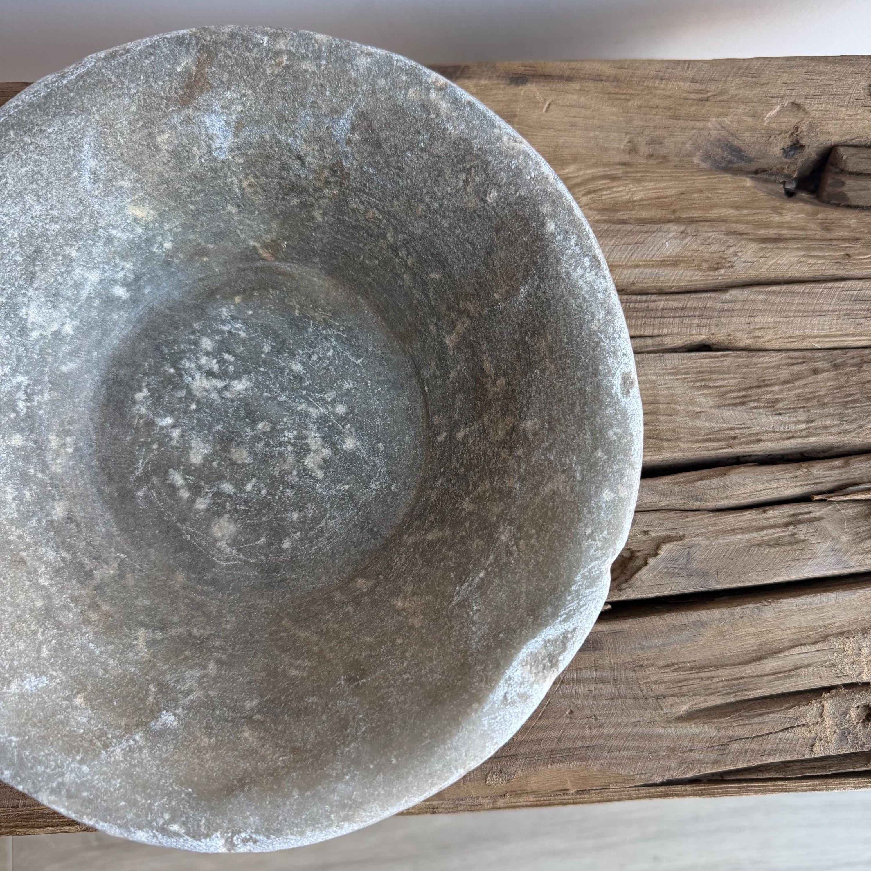 Vintage Marble Stone Bowl / Rustic Catch All Dish