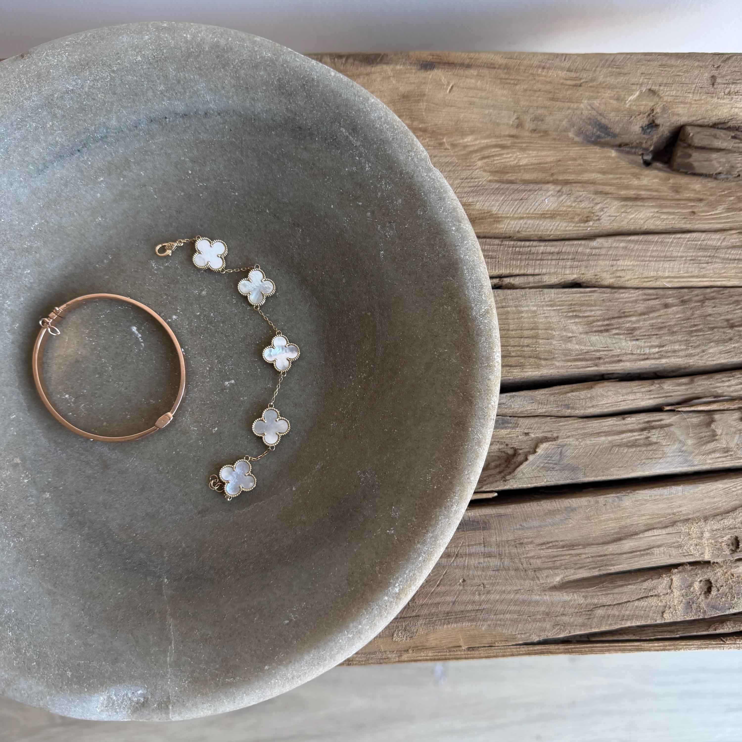 Vintage Marble Stone Bowl / Rustic Catch All Dish