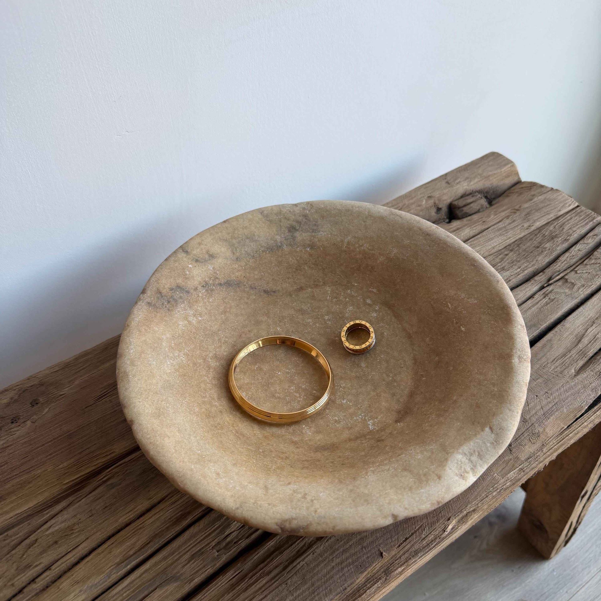 Vintage Marble Stone Bowl / Rustic Catch All Dish