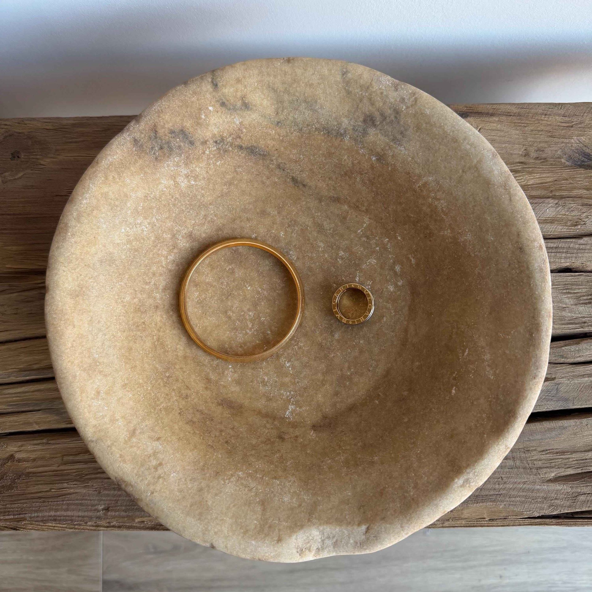 Vintage Marble Stone Bowl / Rustic Catch All Dish