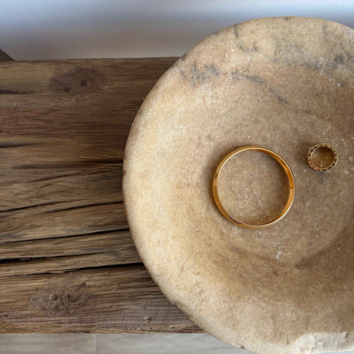 Vintage Marble Stone Bowl / Rustic Catch All Dish