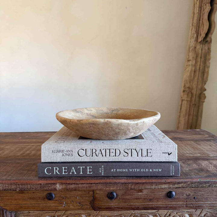 Vintage Marble Stone Bowl / Rustic Catch All Dish