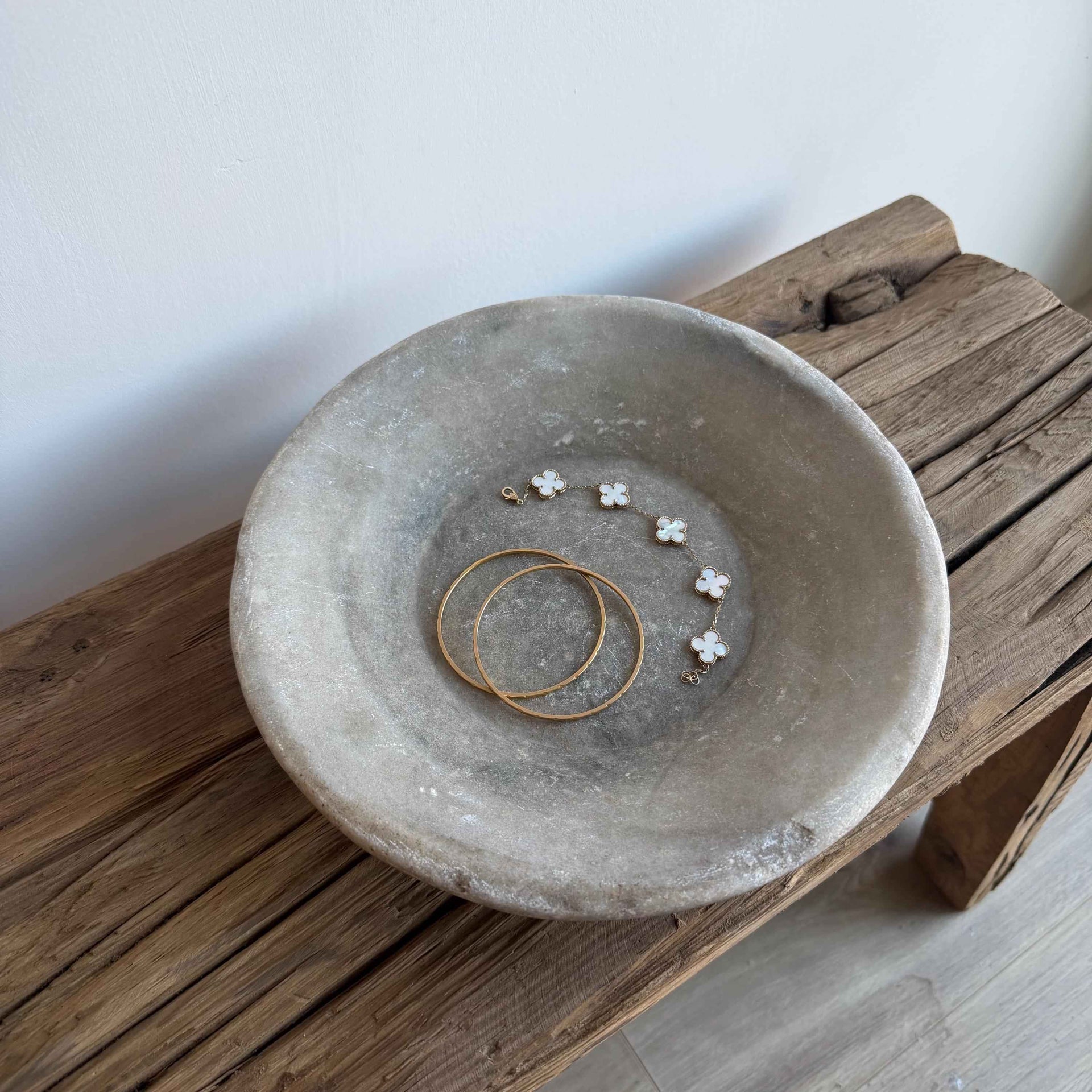 Vintage Marble Stone Bowl / Rustic Catch All Dish