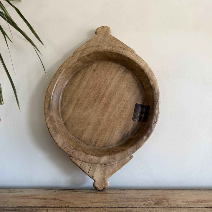 Vintage Teak Wood Dough Bowl | Rustic Parat Tray 19"