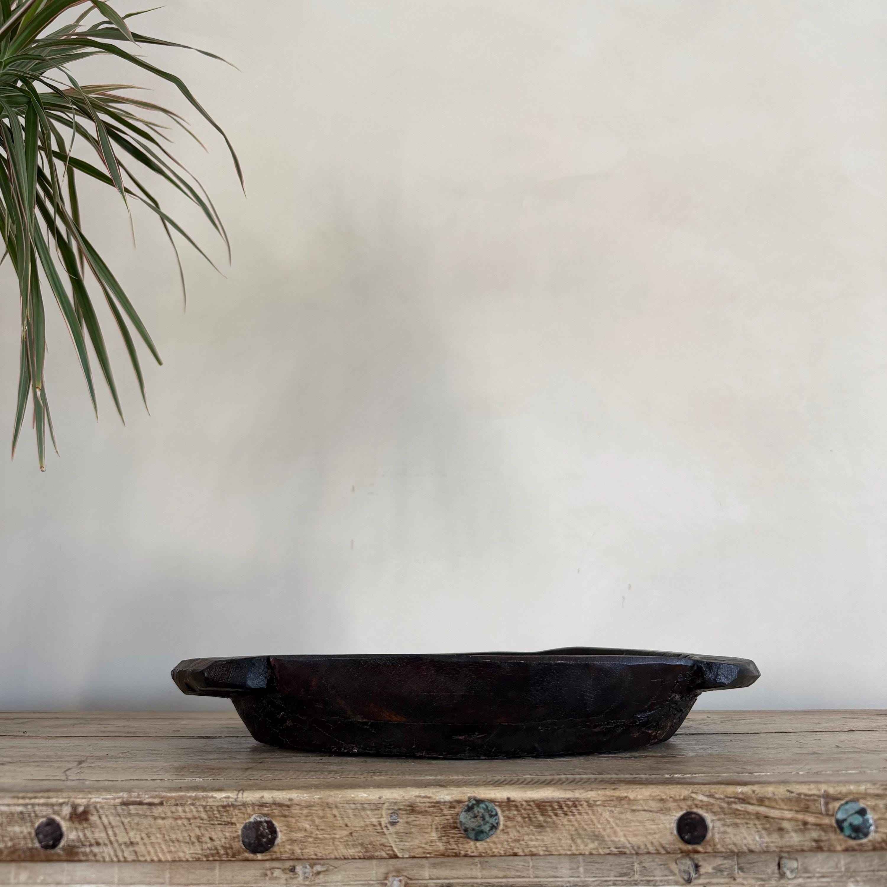 Vintage Teak Wood Dough Bowl | Rustic Parat Tray 15.7"